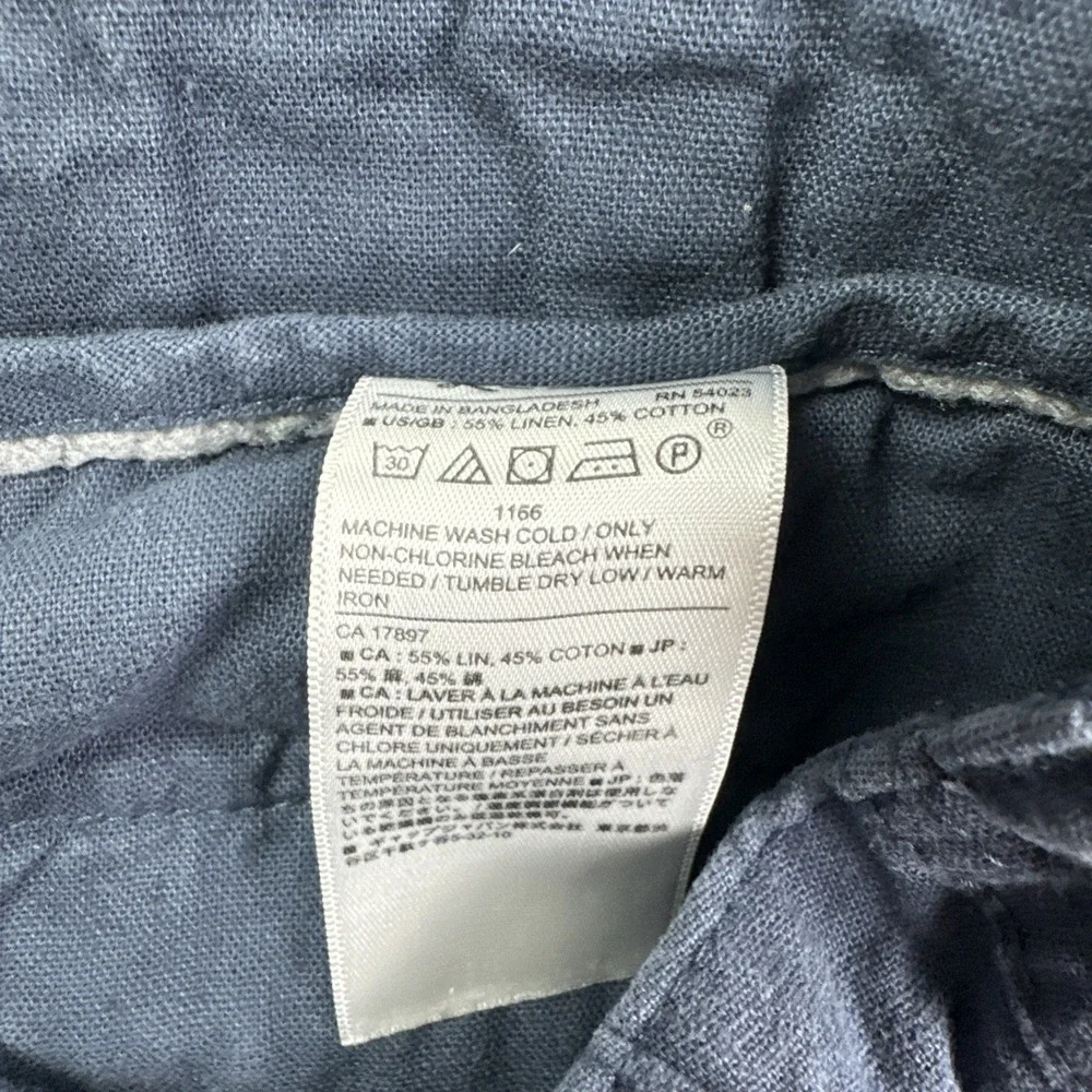 Banana Republic Linen Cotton Pants Men 34x30 Hague Blue Flap Pocket Breathable